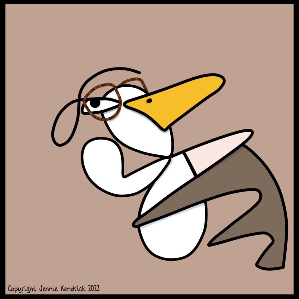 An image of Duck Does wearing brown glasses.