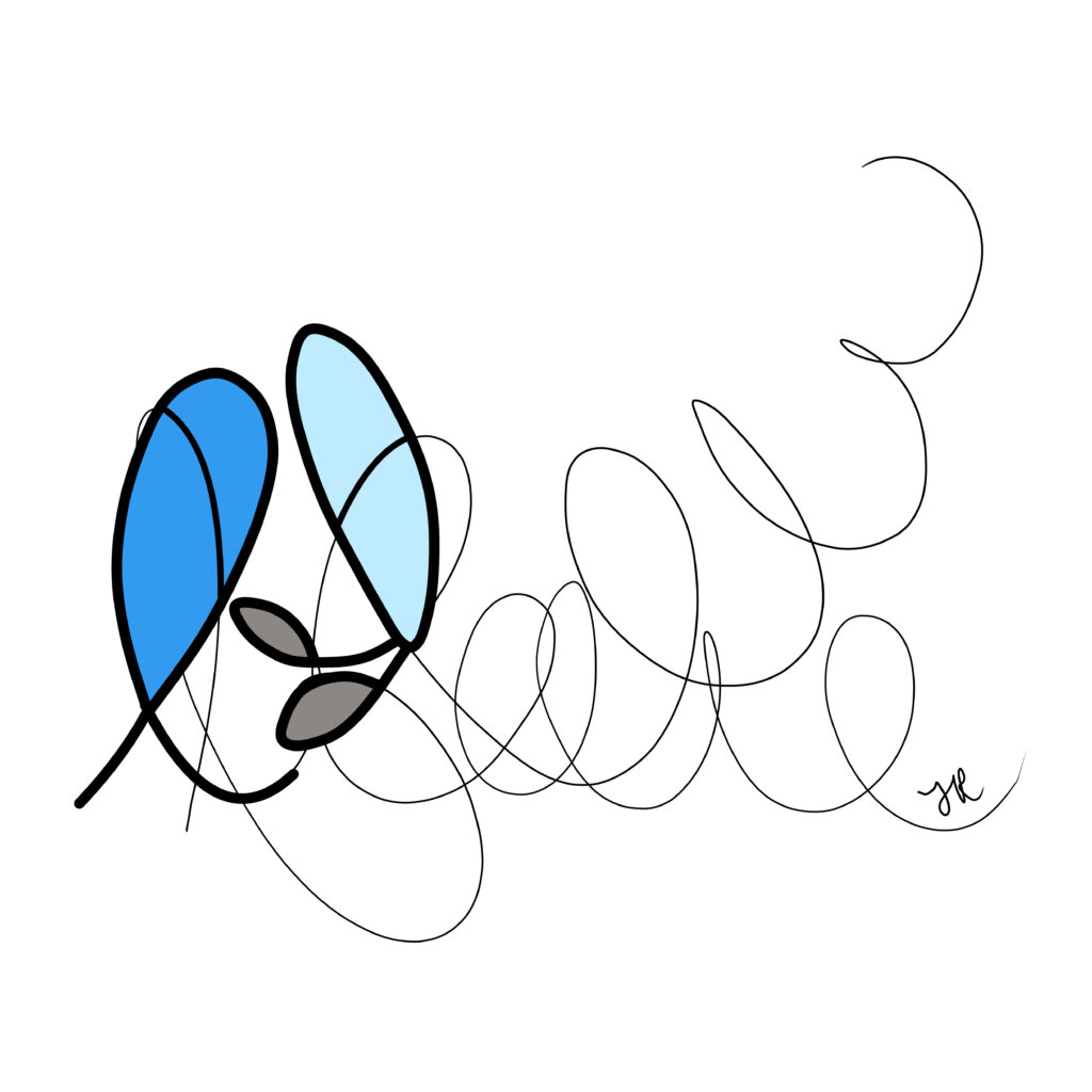 An abstract doodle from the word ''blow'.